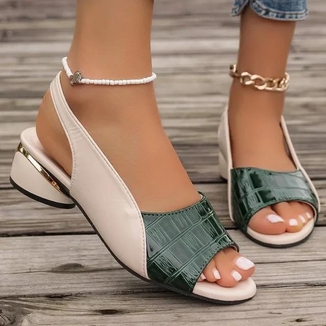 Women's Plus Size Sandals New Low Heel Fish Mouth Cool Fashion Color Blocked Fashion Sandals Outdoor Open Toe Beach Shoes