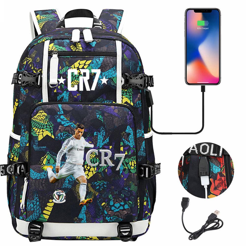 Youth Student Backpack with Soccer Star Print, Casual Travel Daypack for Boys and Girls, Large Capacity, Comfortable Shoulder Straps