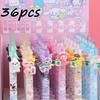 36pcs New Cute Hello Kitty Cartoon Wealth Family Series Resin Patch Press Pen Cartoon Kuromi St Head Signature Pen 0.5mm Black