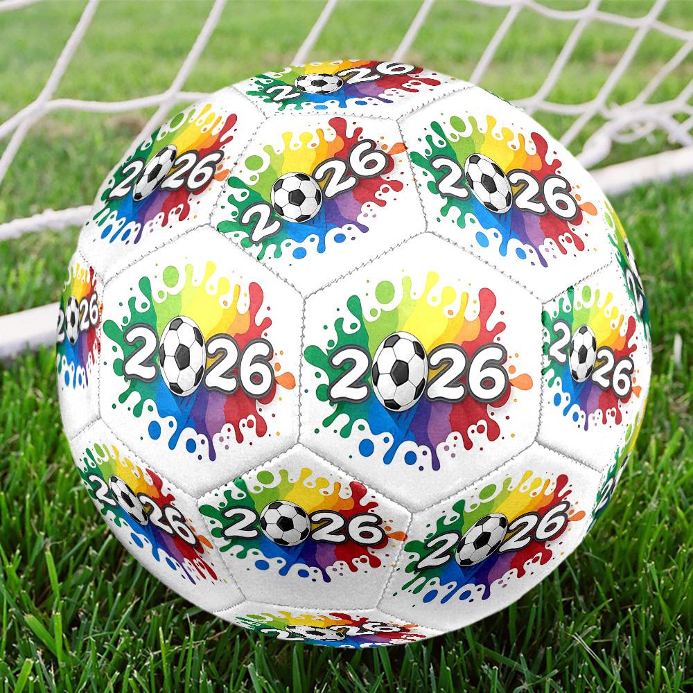 1pc Soccer World Cup Celebration Size 5 Suitable for Training & Matches, Machine-Stitched, Wear-Resistant Anti-Slip Covering, Gift for Christmas, Birt Size 5
