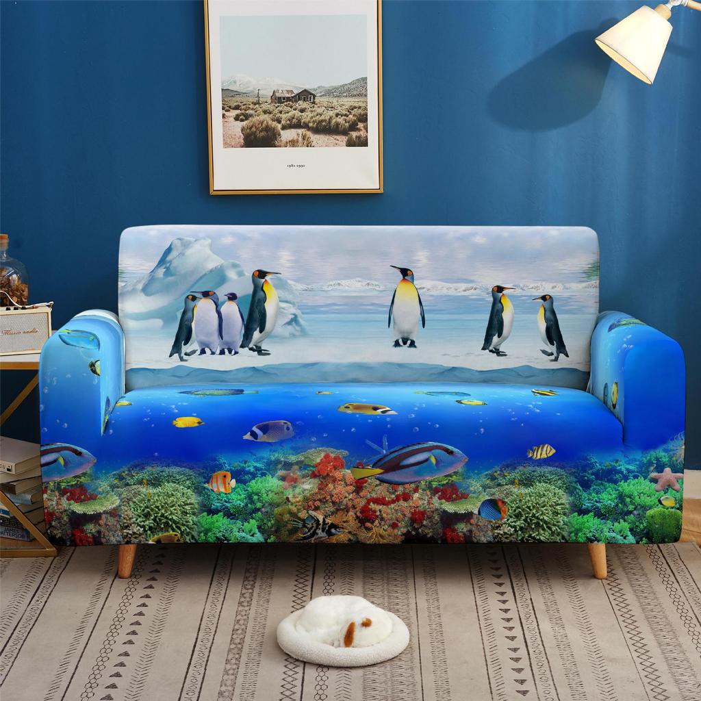 Elastic All-Inclusive Sofa Cover Marine Animal Multi-Person Combination Sofa Cover Lazy Sofa Cover