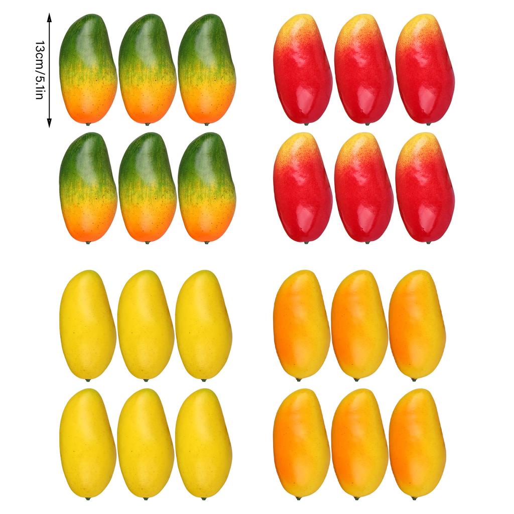 6Pcs Realistic Fake Fruit Mango Decoration Assorted Lifelike Mango Models for Table Decors and Visual Merchandising