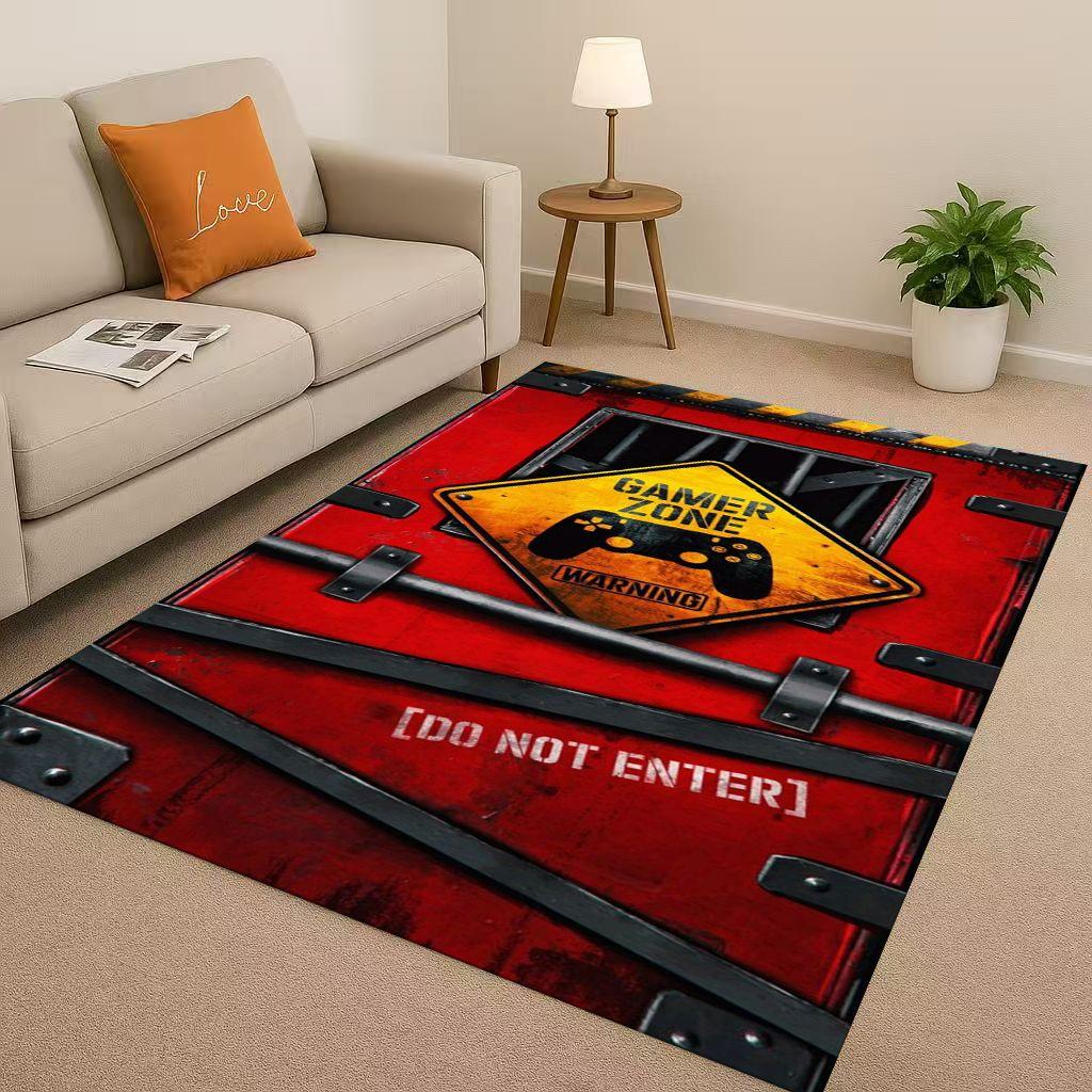 Retro Game Zone Sign Gamer Controller Living Room Non-Slip Area Rug Carpet for Bedroom Kids Playroom Sofa,Home Decor Doormat