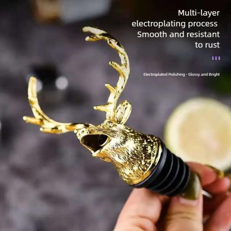 2er-Pack Hirschkopf Weinausgießer Auslaufsicherer Spirituosenflaschenausgießer Sorgt für Glattes Ausgießen für Partys Restaurants und Zuhause