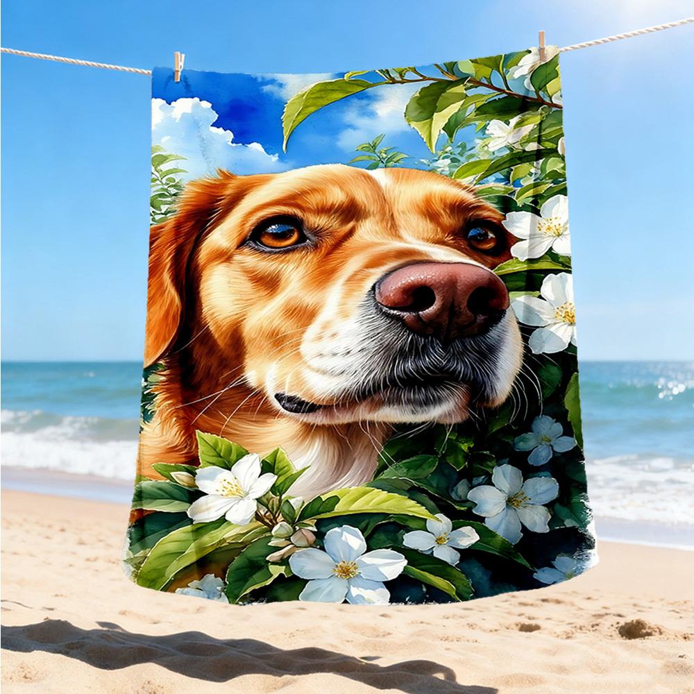 1pc Golden Retriever Outdoor Flannel Blanket , Machine Washable Perfect Gift for Birthday , Holiday Travel Accessory , Durable Material