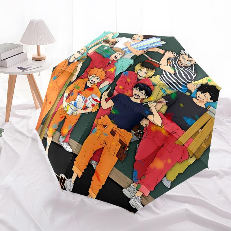 

1pc Haikyuu!! Automatic Opening Umbrella Portable 3-Fold Design with 8-Bone Iron Frame Outdoor Umbrella Ideal Gift for Fans, Travelers, Daily Use Perf