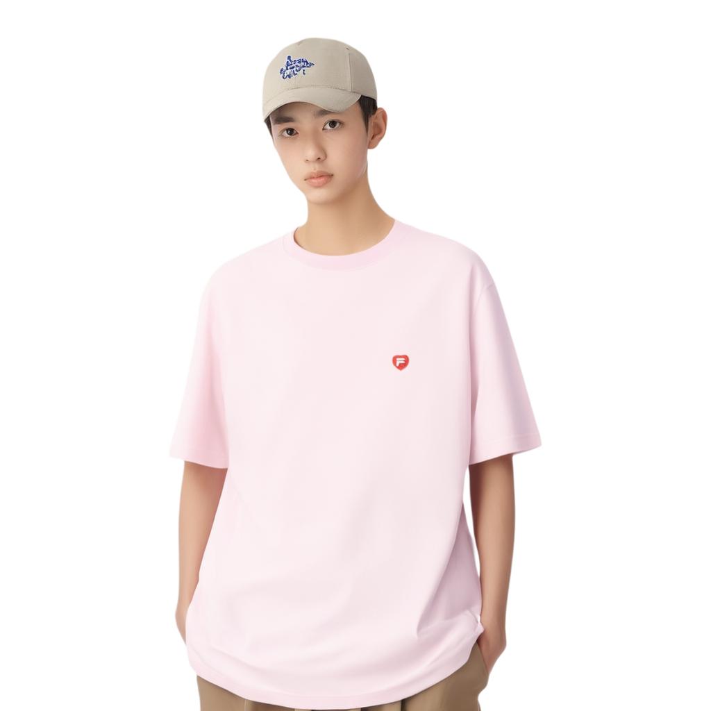 FILA Others Minimalist Fashion Classic Versatile Casual Heart Embroidery Logo Comfortable Cotton Loose T-Shirt Unisex T-Shirts F71U525103FPK