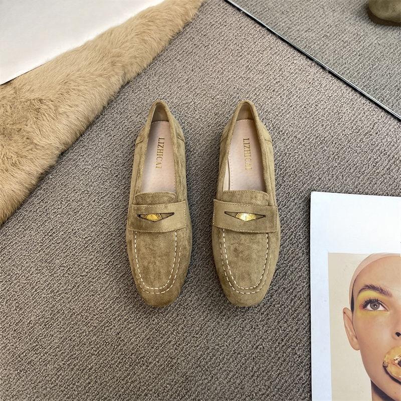 Anti-slip Women's Flat Fashion Leather Shoes, Single Shoe