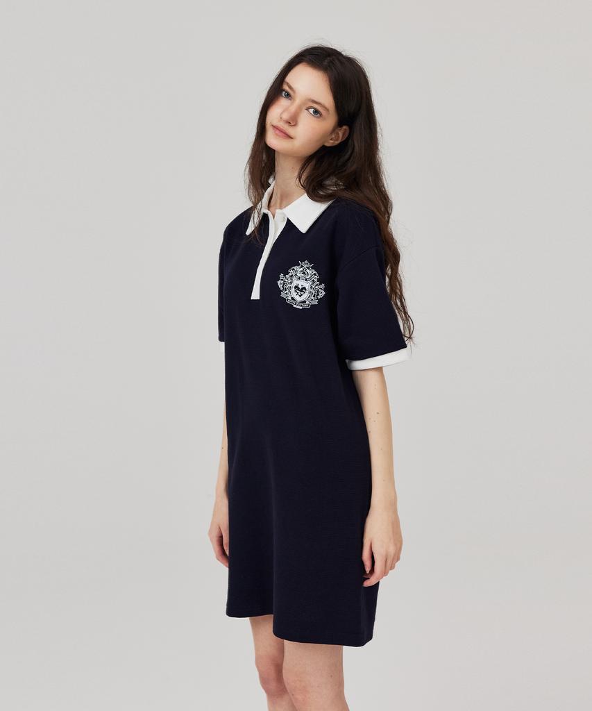 Kitty Pottery Collared Waffle Mini Dress Ivory