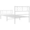 Metal Bed Frame with Headboard and Footboard White 107 X 203 Cm