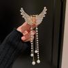 Chinese Butterfly Pearl Tassel Hair Clip with Rhinestones