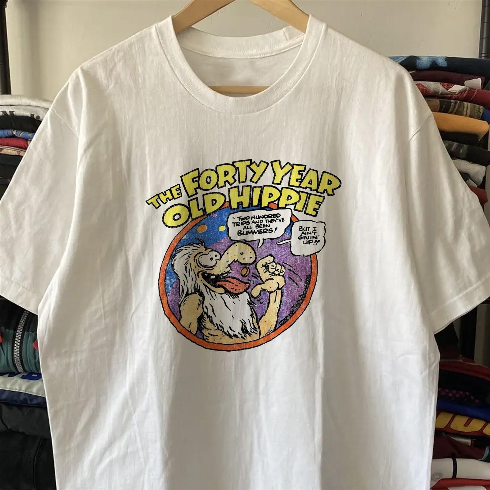 1970s Forty Year Old Hippie Aged T-Shirt White M M