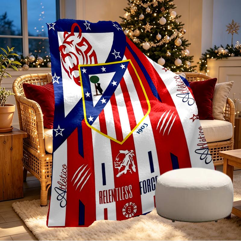 Coperta con Stampa Atletico Madrid - Morbida e Confortevole, per Camera da Letto, Viaggio, Divano, Decorazione per la Casa - Regalo di Compleanno o Natale per un Amico