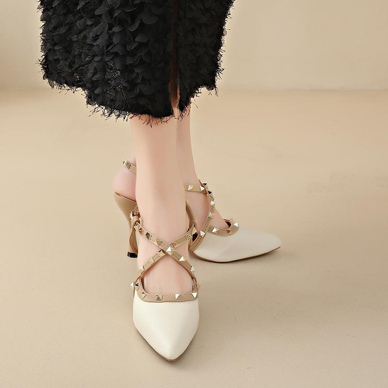 women's shoes sandals Summer luxury Brand Woman 2024 trend Ankle Strap Sexy Party Classic Rivets High Heels Ladies Shoes women