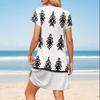 Damen Sommer Mode V-Ausschnitt Lockeres Kleid Blüten Blatt Kurze Ärmel Vintage Bedruckt Strandkleider