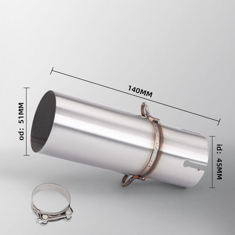Motorcycle Modified Exhaust Pipe, Suitable for 28-45mm Adapter, 51mm Middle Link Pipe, Various Sizes Slip-On Connecting Pipe