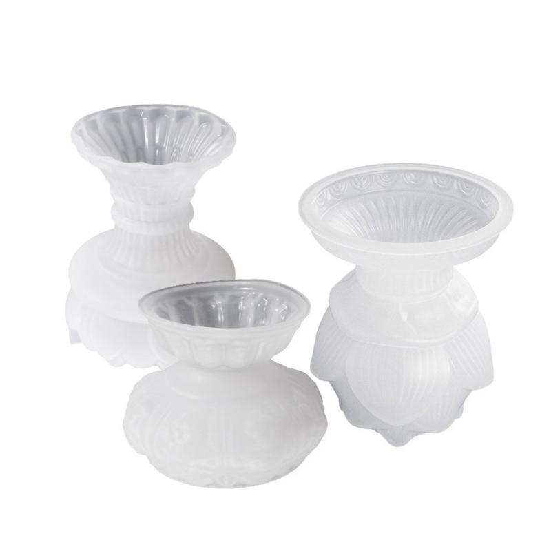 DIY Lotuses Silicone Mold Candle Holder Aromatherapy Gypsum Cement Mould 3D Flower Epoxy Resin Molds Home Decorations