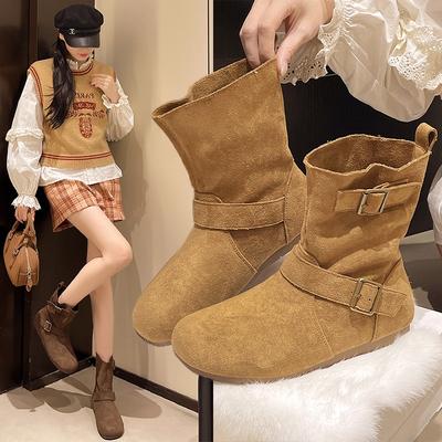 Version coréenne de boucle de ceinture d'atmosphère bottes Martin pour femmes automne 2025 nouveau design bottines courtes