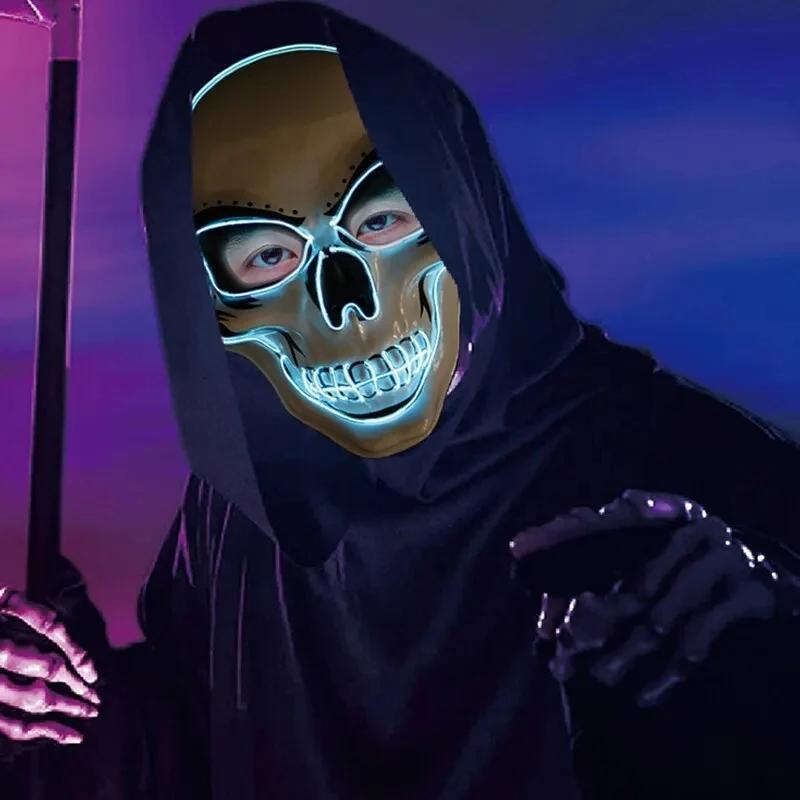 LED Glowing Skull Mask Halloween Mask Terror Mask Cold Light Mask Role Playing Masquerade Ball
