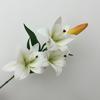 5PCS Artificial Lily Flower Branch Realistic Looking 3D Printed 3 Heads Lily Plant for Wedding Floral Decoration