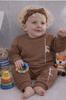 Children' Warm Tracksuit Set 86 Two-Piece With Cappuccino Print