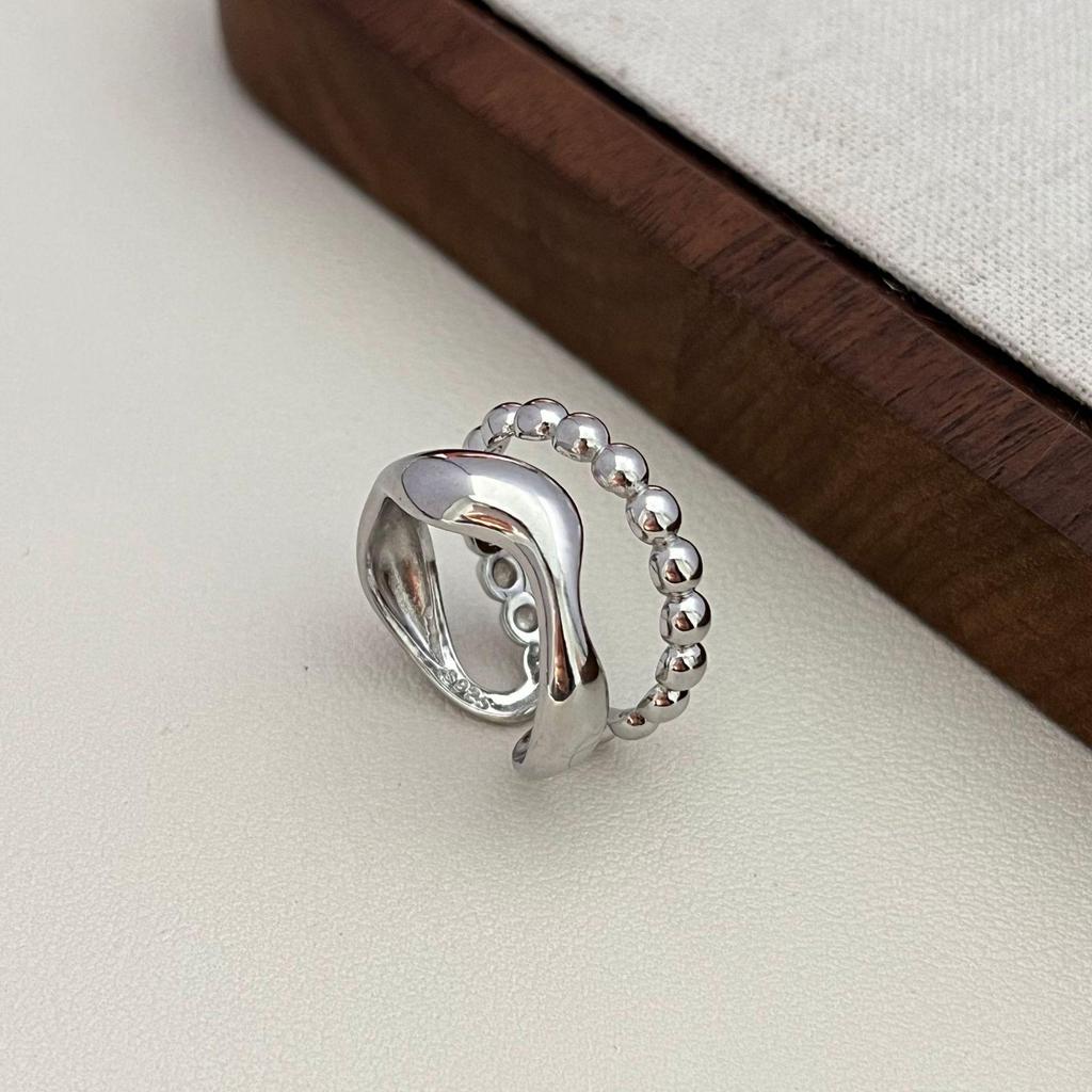 Korean Style Adjustable Geometric Wave Ring