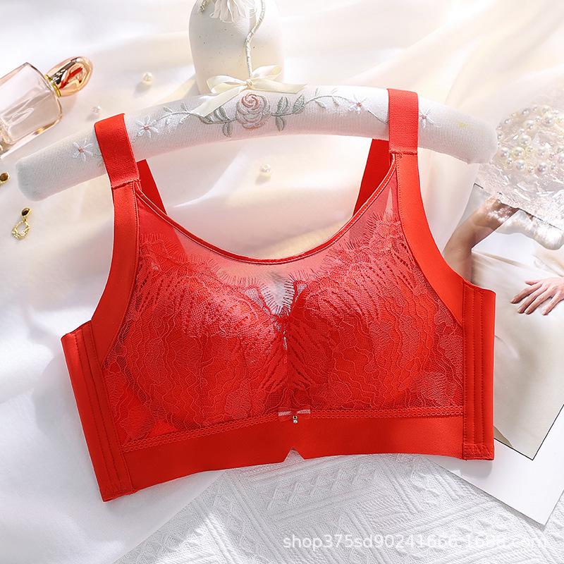 Lace Bandeau Breathable Thin Adjustable Large Cup Bra CD