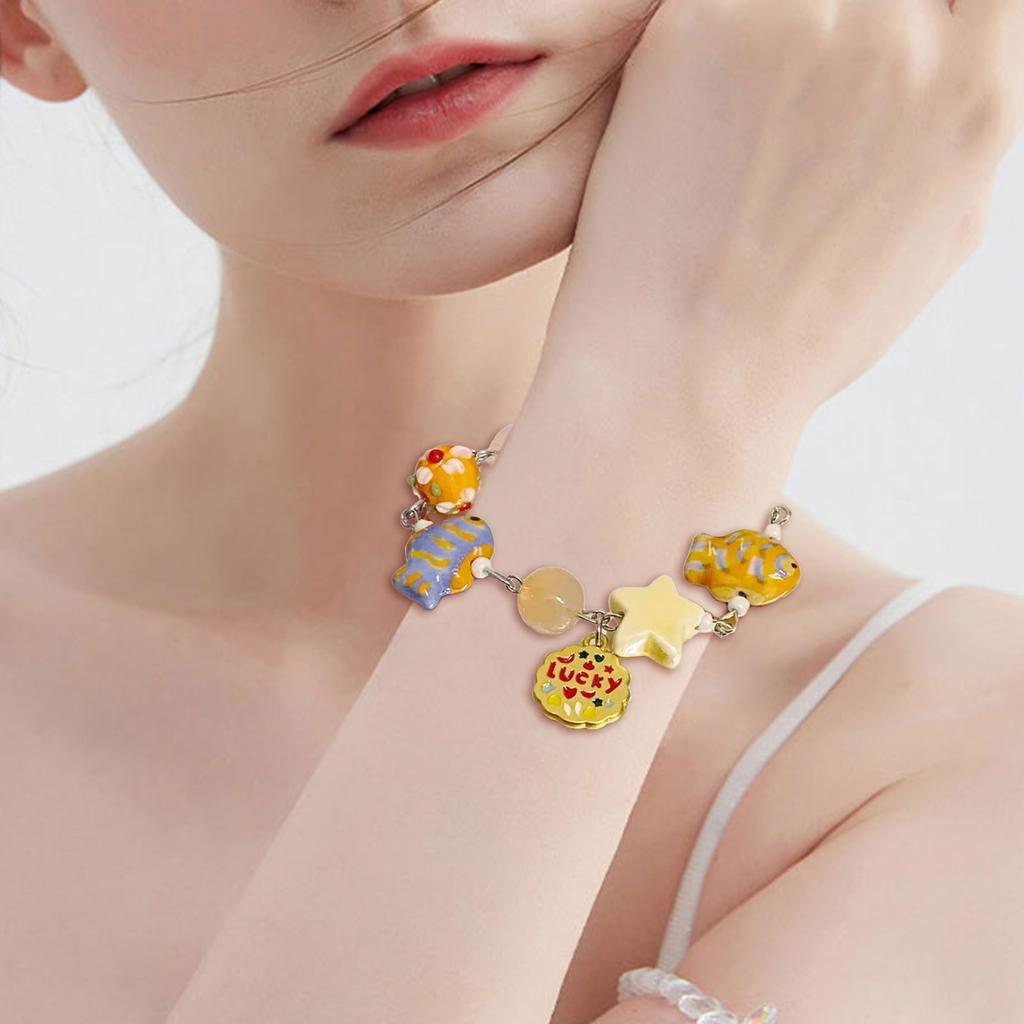 Cartoon Fish Beads Bracelet Unique Beads Bracelet Adjustable Chain Bracelet Fashion Wrist Jewelry Suitable for Women