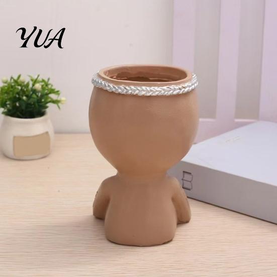 Artistic Sculpture Flower Pot Face Planter Pot, Cute Resin Head Vase for Succulents Flowers, Decorative Pots Unique Indoor Bedroom Desk Shelf