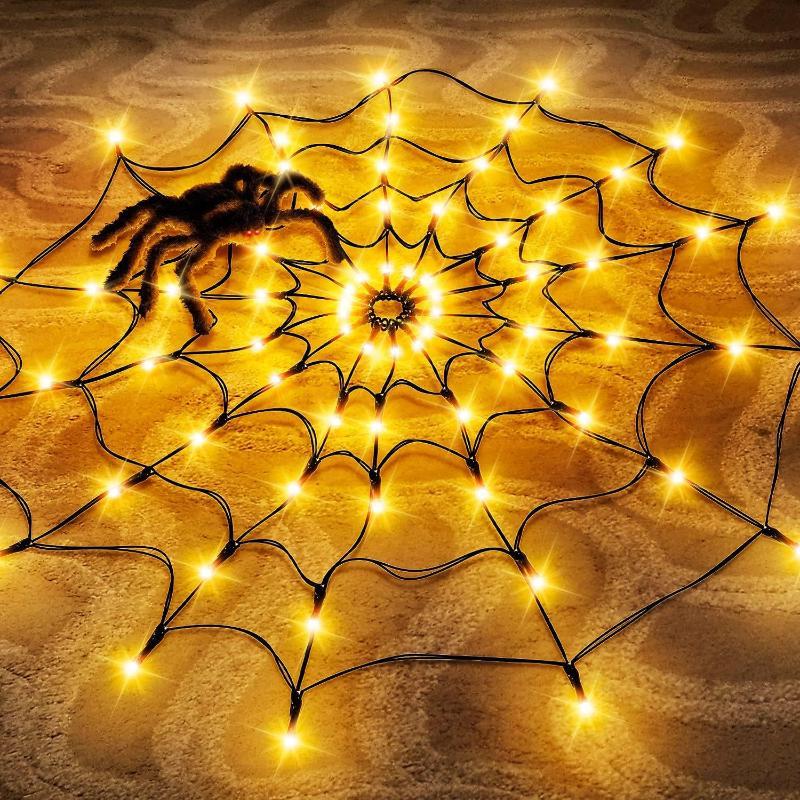 Halloween Led String Light Spider Web Ghost Festival Atmosphere Light For Haunted House Party Decoration Colorful Lighting