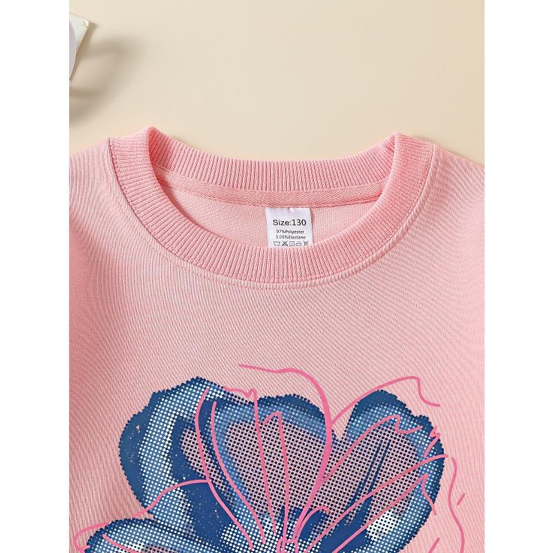 Kids Sweatshirt,Crew Neck Fashion Top, Fun "Perfect Is Boring Flower" Patterned Sweatshirt, for Everyday Casual Wear, for All Kinds of Daily Outfits