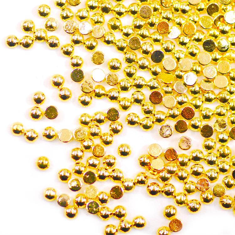 Hisenlee 1.5MM Gold Silver Half Round Flatback Metal Loose Rhinestones 10000Pcs/Bag Made Alloy Garment Decoration