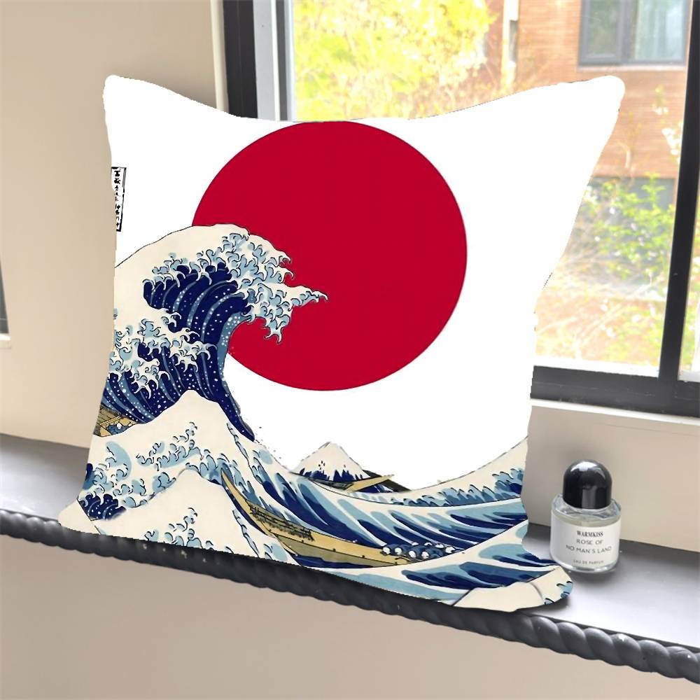 1 Stück Vintage Japanische Kunst Y2K Harajuku Kissenbezug Quadratisch Schlafzimmer Sofa Freizeit Komfort Kissen Auto Heimdekoration