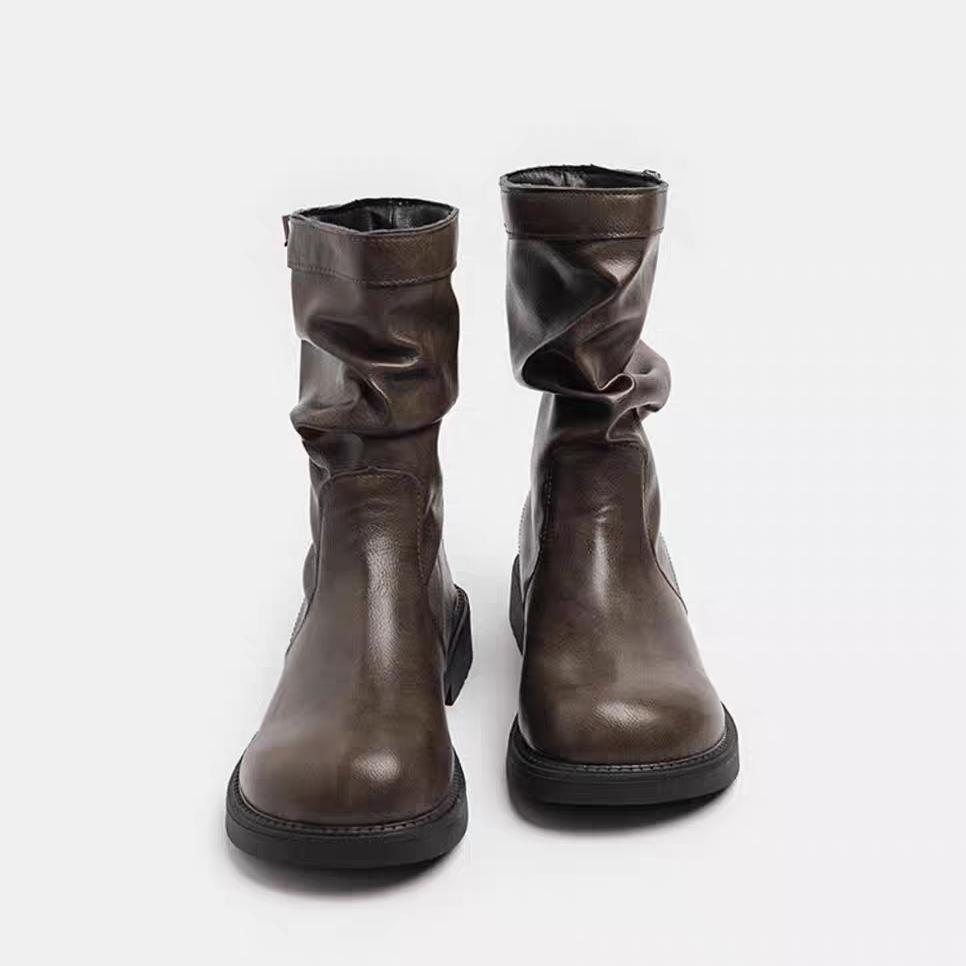 

[Фанфна] Женские ботинки-рыцари 2025 Осень Новые ботинки с голенищем в стиле Майяр Короткие ботинки На плоской подошве Ботинки Мартин Ботинки средней высоты 40 коричневый