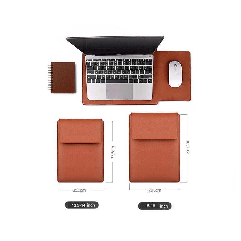 Multipurpose Laptop Sleeve 13/14/15/16 Inch With Bracket Waterproof Laptop Bag Laptop Case Macbook Sleeve Air Pro PU Leather