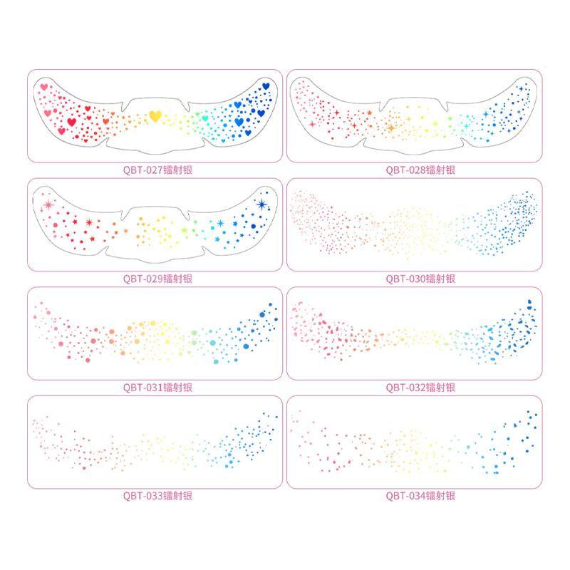 Hot Silver Laser Temporary Facial Tattoo Stickers for Parties and Masquerade Made of White Paper