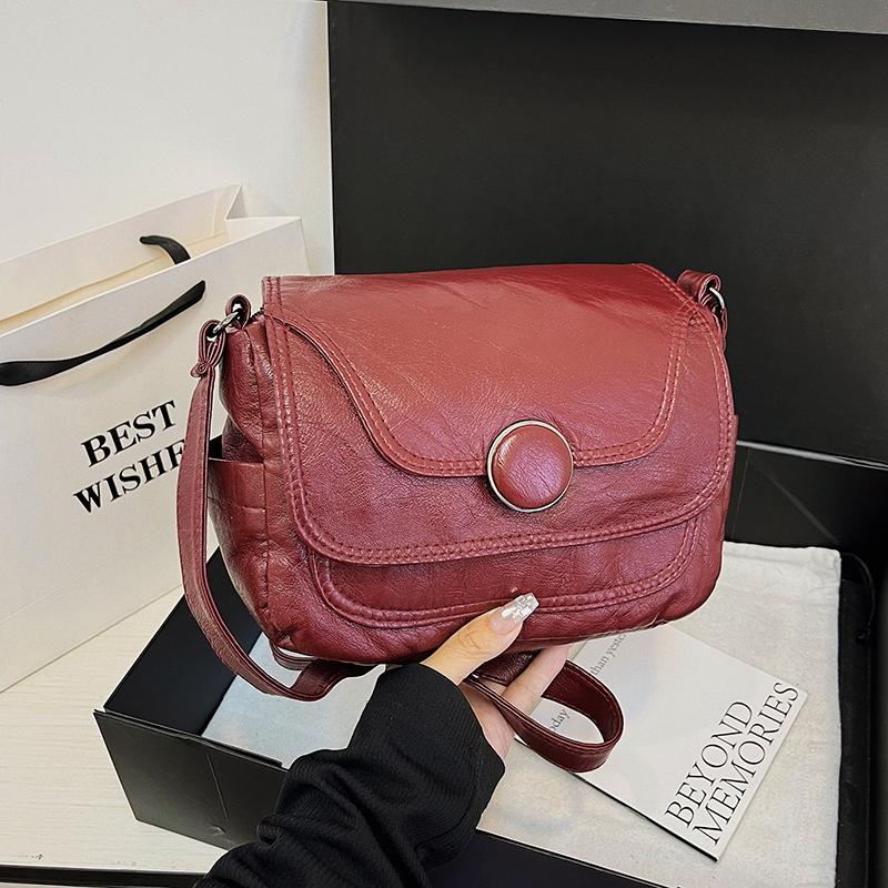 Women's Large Capacity Small Square Bag Shoulder Bag Soft Leather Mother Bag