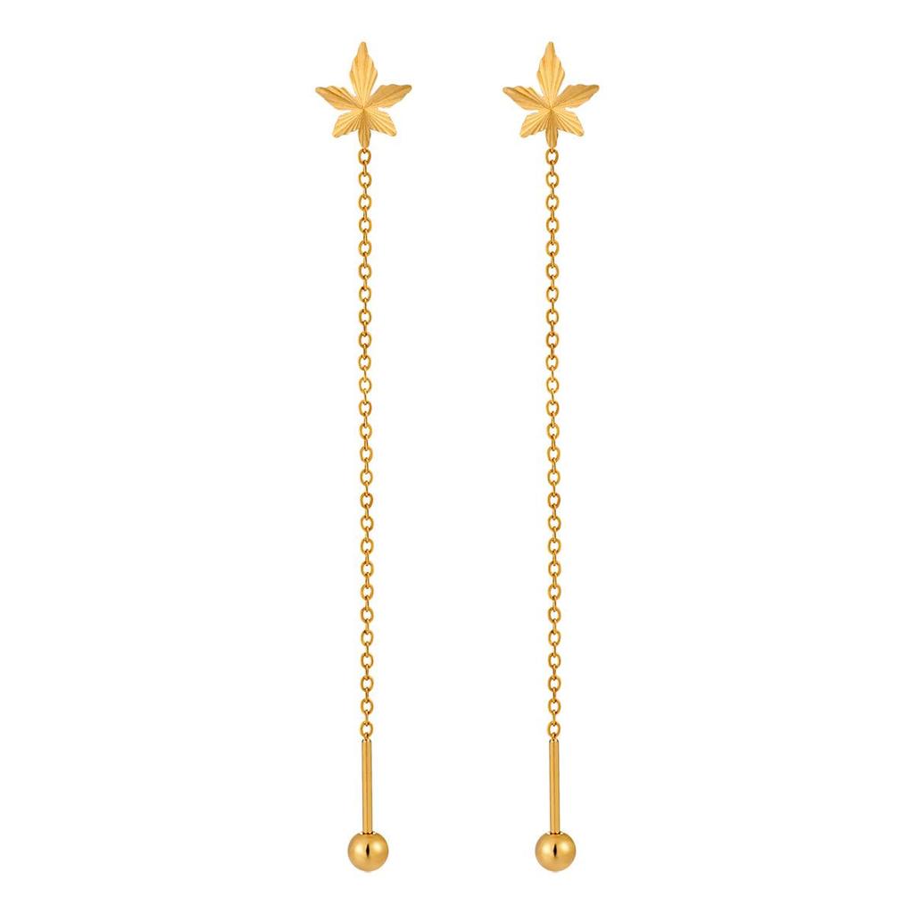 Korean Bow Earrings: Stylish Gold-Plated Titanium Steel with Floral Design