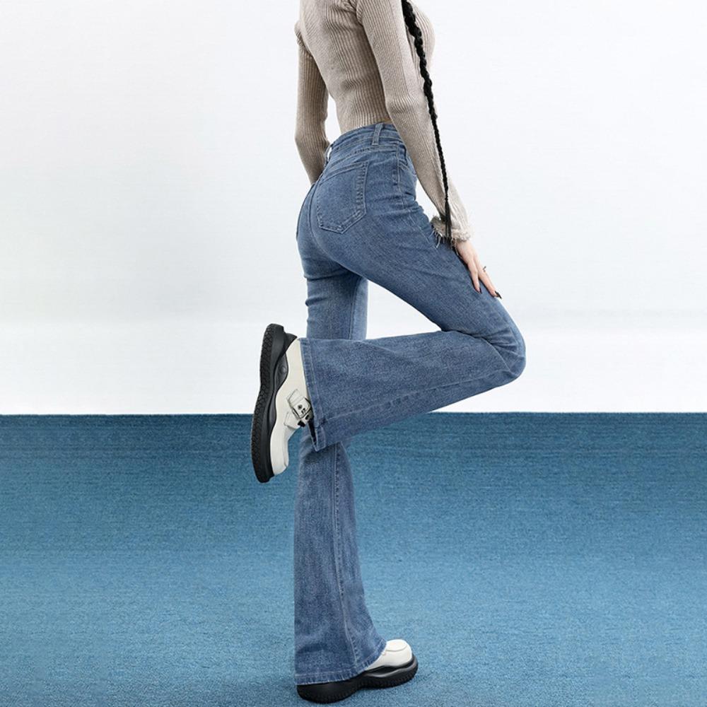 Retro Versatile Horn Small Man 2025 Autumn and Winter New Fashion Elastic Slim High Waist Skinny Jeans