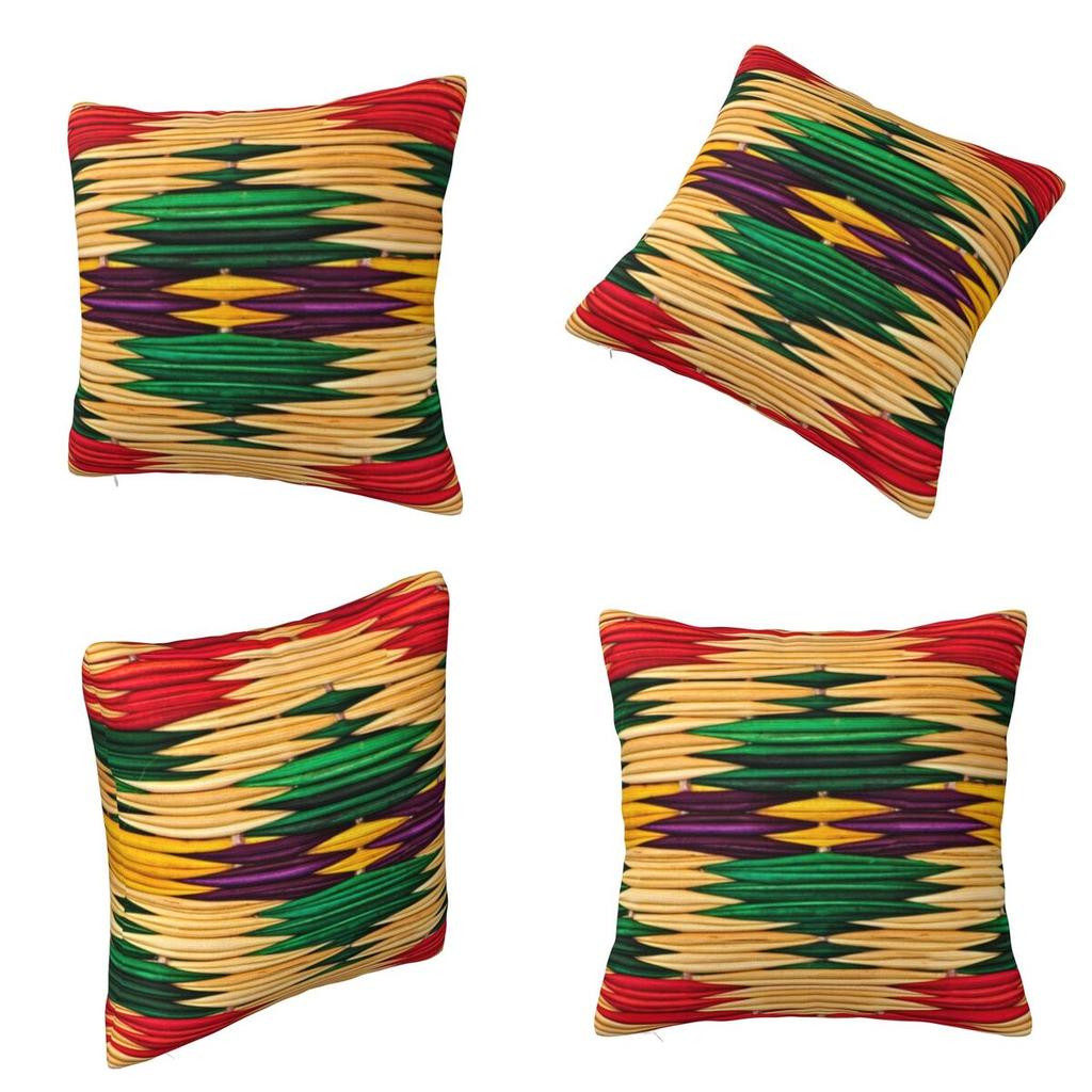 Braided Rattan Wood Wicker Square Pillowcase Cushion Cover Pillow Case Throw Pillow Cover for Home Bedroom Car