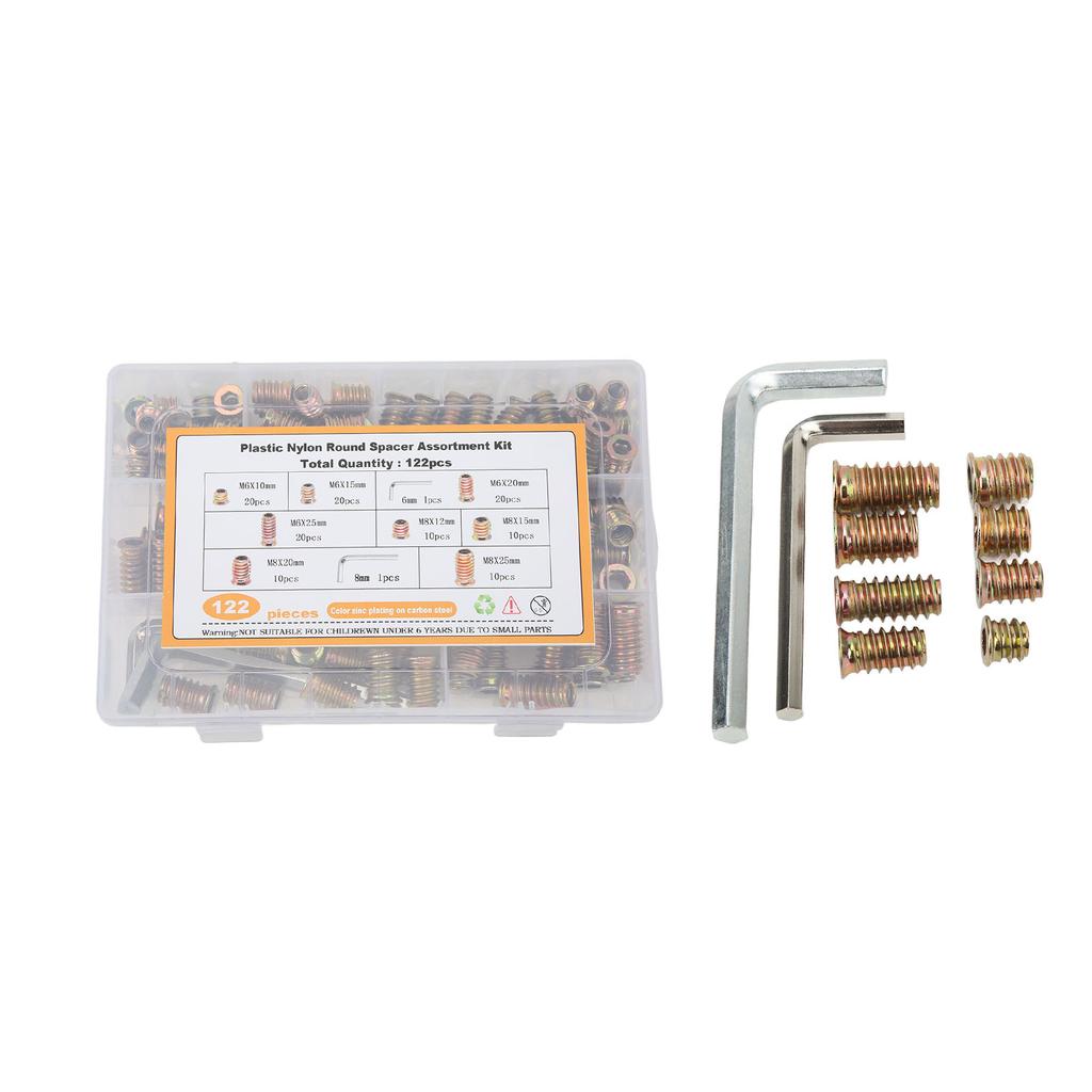 122PCS Metric Threaded Insert Carbon Steel Galvanized Female Male Thread Furniture Bolt for Closet