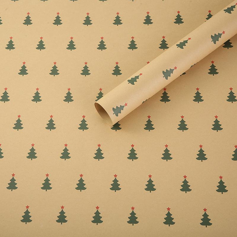 Christmas Tree & Elk Gift Wrap - Thick Coated Paper