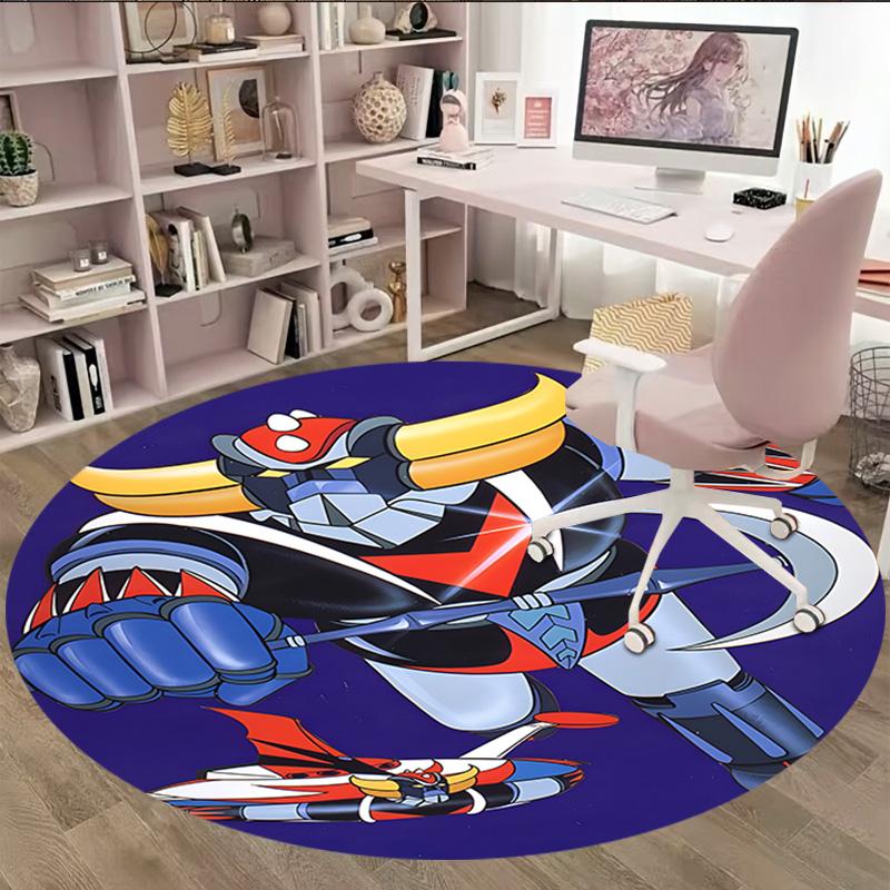 1pc UFO Robot Grendizer7 Print Round Carpet Chair Round Carpet Suitable for Bedroom Living Room Home Decorative Carpet