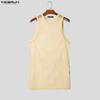 INCERUN Summer Men Beach Sets Sleeveless Hollow Tops Elastic Waist Pants Two-piece Suits