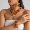 Vintage Geometric Cut Acrylic Flower Necklace Women Minimalist Bold Clavicle Chain Niche Premium Statement Jewelry Gift