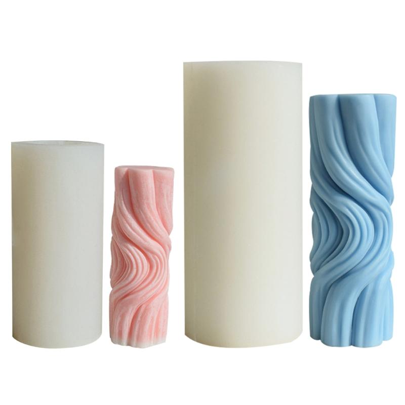 Silicone Candle Mold for Home Decorations Waxes Mold Water Ripple Cylindrical Candle Making DIY Aromatherapy Candle Art