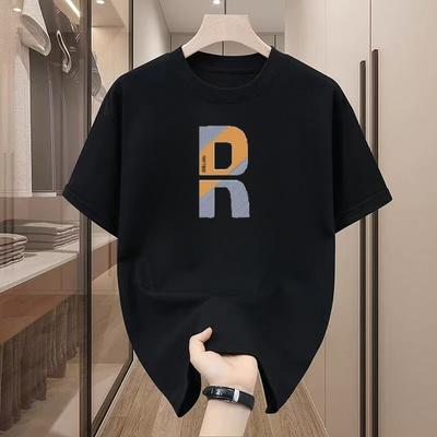 Pánské tričko s krátkým rukávem z 200 g/m², bavlna, nadměrné, hip hopové, ležérní, streetwear, topy