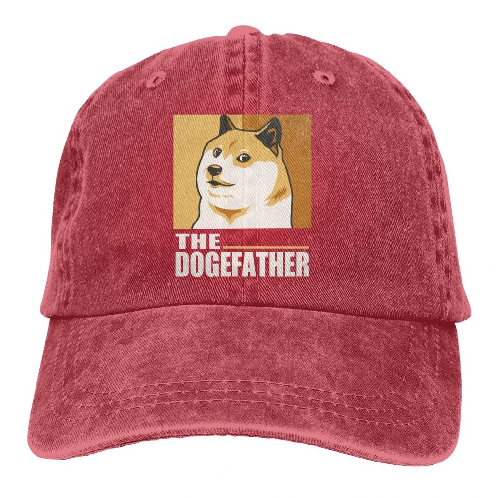 Dogecoin Baseballkappe Herren Elon Musk The DogeFather Lustige Kappen Farben Damen Sommer Snapback-Kappen