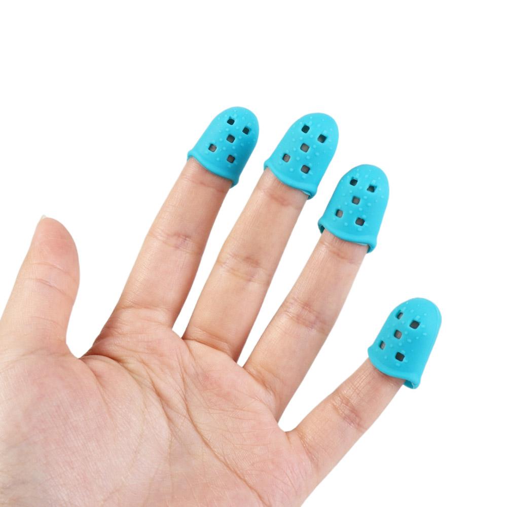 4pcs/set Rubber Thimble Silicone Finger Guards Non-Slip Guitar Fingertip Protectors Simple   Unisex