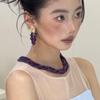 Imitation Fruit Purple Beaded Earrings Light Luxury Vintage Earrings Grape Stud Earrings  Party